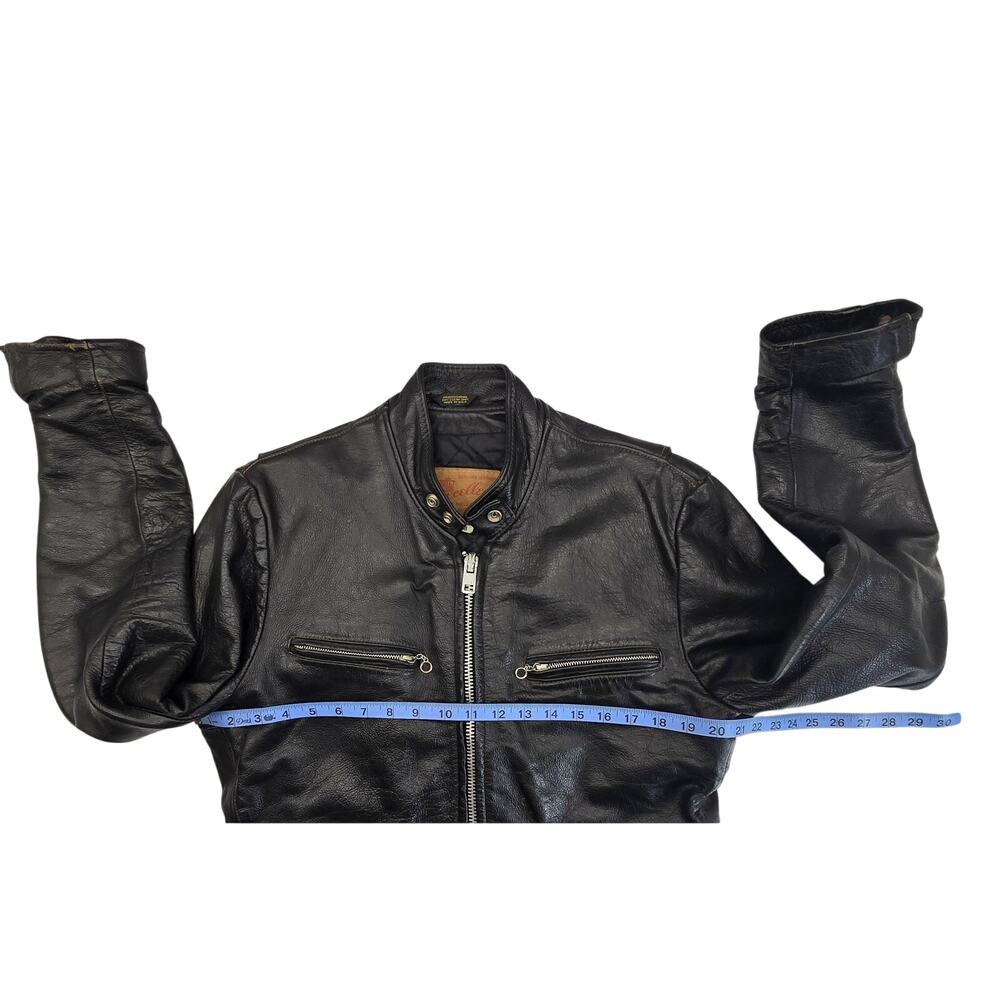 Vintage 60's Excelled Black Leather Motorcycle Jacket Made in USA Men's 38 - Picture 5 of 10